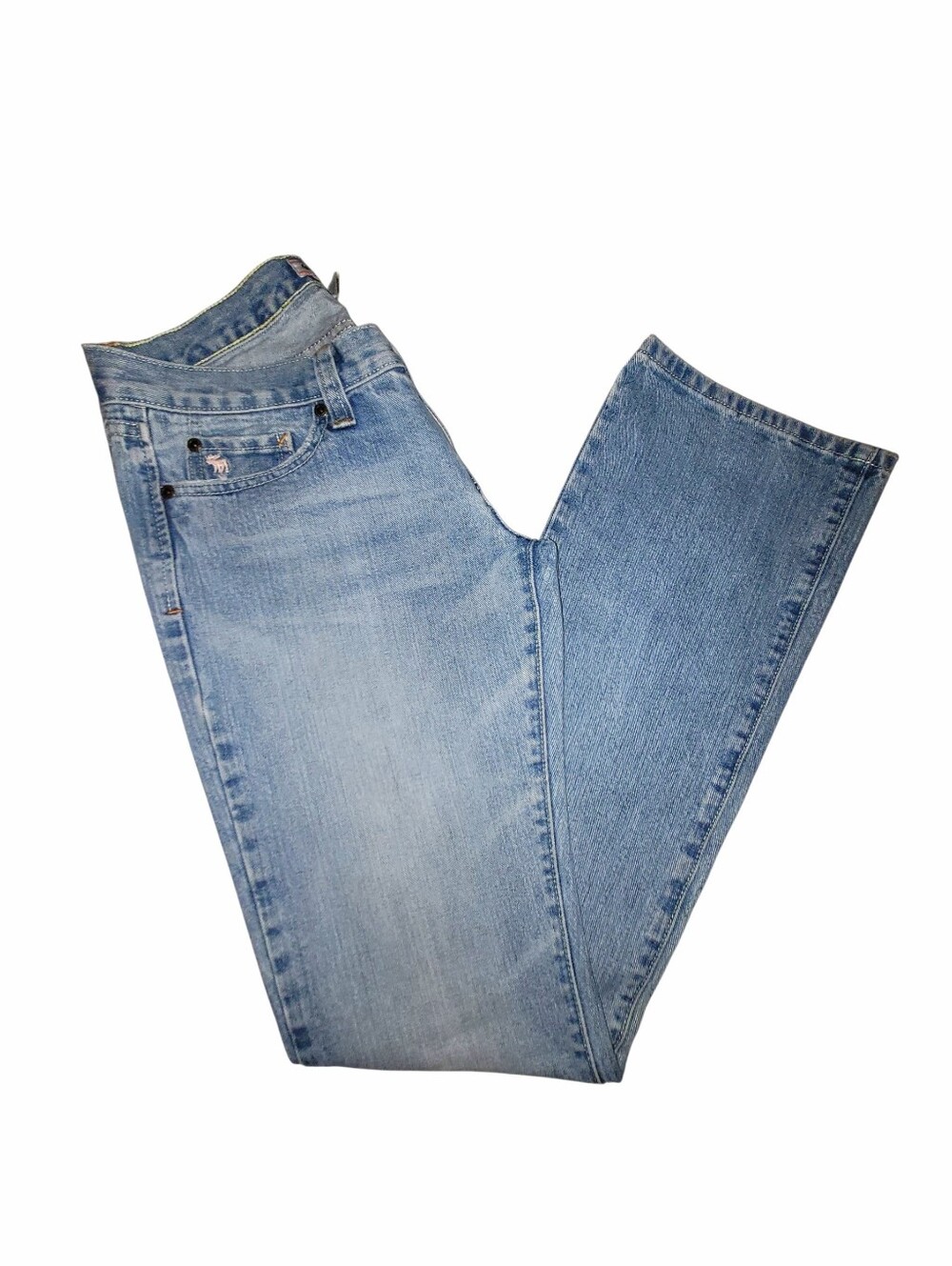 Y2K Abercrombie & Fitch Pink Logo Low Rise Boot Cut Jeans